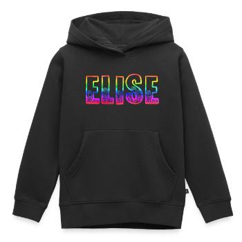 elise rs arc-en-ciel - Sweat Premium à capuche enfant bio - noir - Devant - AI Model Kid Male (0cm)