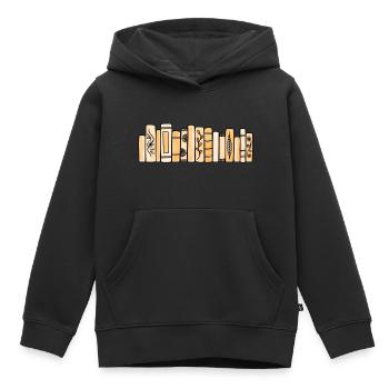Livres Pastel Orange - Sweat Premium à capuche enfant bio - noir - Devant - AI Model Kid Male (0cm)