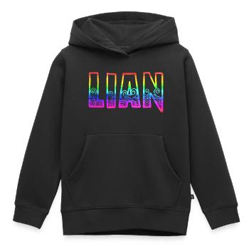lian rs arc-en-ciel - Sweat Premium à capuche enfant bio - noir - Devant - AI Model Kid Male (0cm)