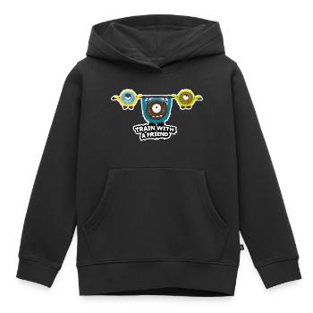Trainiere mit einem Freund - Kinder Premium Organic Hoodie - Schwarz - Vorne - AI Model Kid Male (0cm)