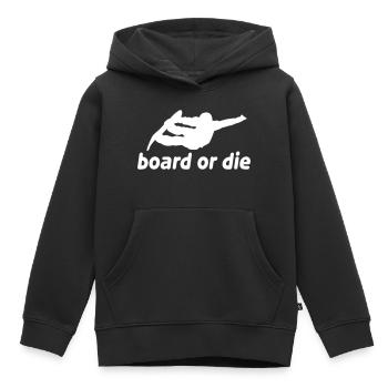 board or die - Sweat Premium à capuche enfant bio - noir - Devant - AI Model Kid Male (0cm)