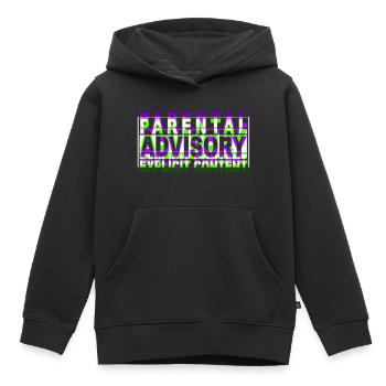 Parental advisory text design - Sweat Premium à capuche enfant bio - noir - Devant - AI Model Kid Male (0cm)