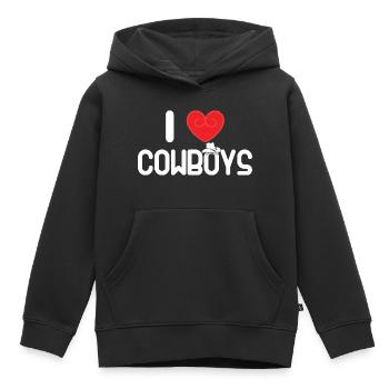 I Love Cowboys I Heart Cowboys - Sweat Premium à capuche enfant bio - noir - Devant - AI Model Kid Male (0cm)