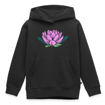 Lotusblume - Kinder Premium Organic Hoodie - Schwarz - Vorne - AI Model Kid Male (0cm)