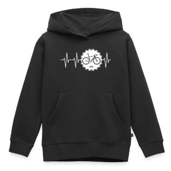pulse bike logo with sprocket Biketeam Team Tour - Kids Premium Organic Hoodie - black - Front - AI Model Kid Male (0cm)