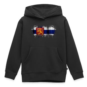 Finlande Suomi helsinki scandinavie viking fine FIN - Sweat Premium à capuche enfant bio - noir - Devant - AI Model Kid Male (0cm)