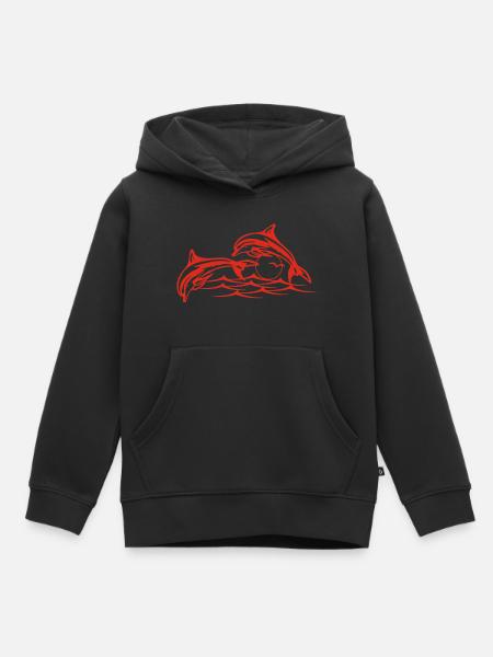 Rote Delfine - Kinder Premium Organic Hoodie - Schwarz