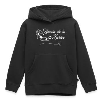 Témoin de la mariée - Sweat Premium à capuche enfant bio - noir - Devant - AI Model Kid Male (0cm)