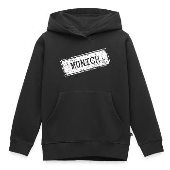 Munich - Sweat Premium à capuche enfant bio - noir - Devant - AI Model Kid Male (0cm)
