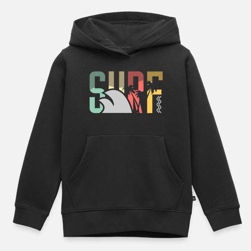 Surf Surfen Surfer - Sweat Premium à capuche enfant bio - noir