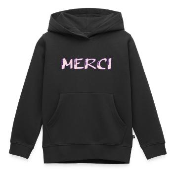 THANK YOU. THANKS. THANK YOU. BIRTHDAY. BIRTH. - Kids Premium Organic Hoodie - black - Front - AI Model Kid Male (0cm)
