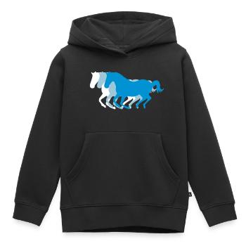 Trois chevaux au galop - Equitation - dressage des - Sweat Premium à capuche enfant bio - noir - Devant - AI Model Kid Male (0cm)