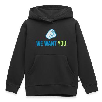 we want you - Sweat Premium à capuche enfant bio - noir - Devant - AI Model Kid Male (0cm)