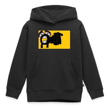 Colin - Sweat Premium à capuche enfant bio - noir - Devant - AI Model Kid Male (0cm)