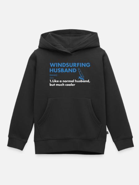 Sport Husband Windsurfing - Kinder Premium Organic Hoodie - Schwarz