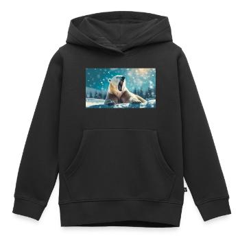 Niedliche Tiere chillen – Eisbär - Kinder Premium Organic Hoodie - Schwarz - Vorne - AI Model Kid Male (0cm)