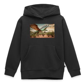 Un dragon vert orange réaliste dans l’outback - Sweat Premium à capuche enfant bio - noir - Devant - AI Model Kid Male (0cm)