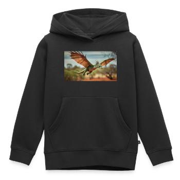 Un dragon vert orange réaliste dans l’outback - Sweat Premium à capuche enfant bio - noir - Devant - AI Model Kid Male (0cm)