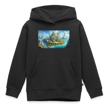 wunderschöne mythische Orte – Atlantis vor dem Untergang - Kinder Premium Organic Hoodie - Schwarz - Vorne - AI Model Kid Male (0cm)