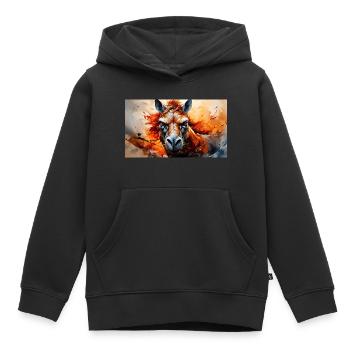 Animaux mignons - cheval - Sweat Premium à capuche enfant bio - noir - Devant - AI Model Kid Male (0cm)