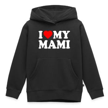 I love my mami - Sweat Premium à capuche enfant bio - noir - Devant - AI Model Kid Male (0cm)
