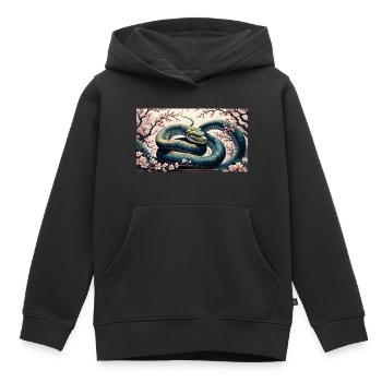 Kirschblüte im Jahr der Schlange - Kinder Premium Organic Hoodie - Schwarz - Vorne - AI Model Kid Male (0cm)
