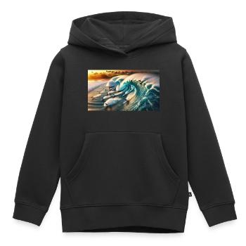 Surfeurs de pipelining - Sweat Premium à capuche enfant bio - noir - Devant - AI Model Kid Male (0cm)