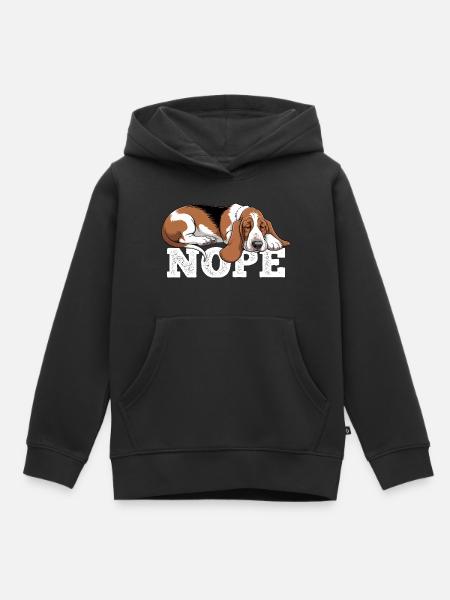 Basset Hound Nope - Kinder Premium Organic Hoodie - Schwarz