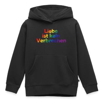 L’amour n’est pas un crime – déclaration de fierté - Sweat Premium à capuche enfant bio - noir - Devant - AI Model Kid Male (0cm)