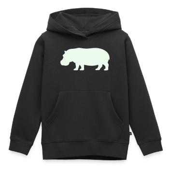 Silhouette d’hippopotame en vert pastel - Sweat Premium à capuche enfant bio - noir - Devant - AI Model Kid Male (0cm)