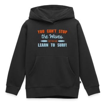 Learn to surf - Kids Premium Organic Hoodie - black - Front - AI Model Kid Male (0cm)
