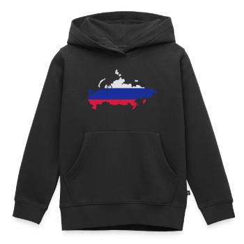 Russie - Sweat Premium à capuche enfant bio - noir - Devant - AI Model Kid Male (0cm)