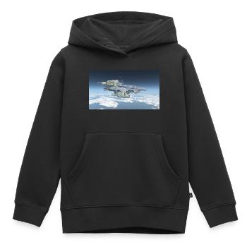 Ein riesiges Raumschiff über den Wolken - Kinder Premium Organic Hoodie - Schwarz - Vorne - AI Model Kid Male (0cm)