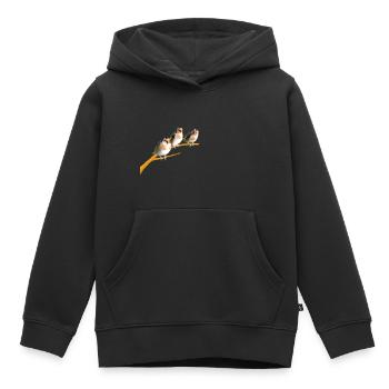 Chardonnerets élégants sur une branche - Sweat Premium à capuche enfant bio - noir - Devant - AI Model Kid Male (0cm)