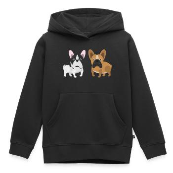 Zwei Bullys - Französische Bulldogge - Kinder Premium Organic Hoodie - Schwarz - Vorne - AI Model Kid Male (0cm)