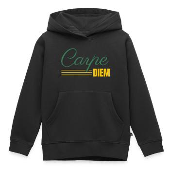 Carpe DIEM - Kinder Premium Organic Hoodie - Schwarz - Vorne - AI Model Kid Male (0cm)