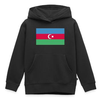 Aserbaidschans Flagge WM EM - Kinder Premium Organic Hoodie - Schwarz - Vorne - AI Model Kid Male (0cm)