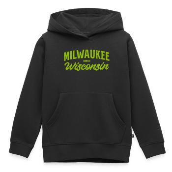 Milwaukee Wisconsin Vintage Script - Kinder Premium Organic Hoodie - Schwarz - Vorne - AI Model Kid Male (0cm)