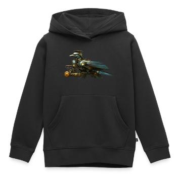 Oiseau Steampunk - Sweat Premium à capuche enfant bio - noir - Devant - AI Model Kid Male (0cm)
