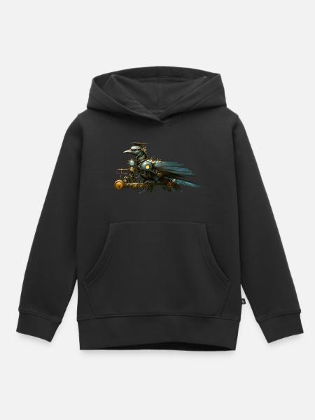 Steampunk Vogel - Kinder Premium Organic Hoodie - Schwarz