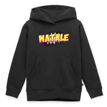 Natale benutzerdefinierter Name Comic-Buch-Stil Pop-Art, - Kinder Premium Organic Hoodie - Schwarz - Vorne - AI Model Kid Male (0cm)