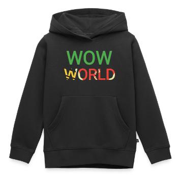 wow world texte coloré - Sweat Premium à capuche enfant bio - noir - Devant - AI Model Kid Male (0cm)