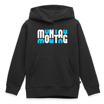 Motif Monday Blanc/Cyan - Sweat Premium à capuche enfant bio - noir - Devant - AI Model Kid Male (0cm)