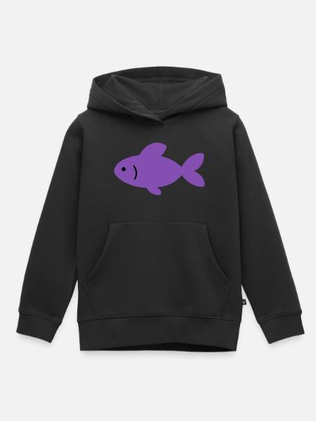 Fisch Zeichnung Geschenkidee Tierfreunde - Kinder Premium Organic Hoodie - Schwarz