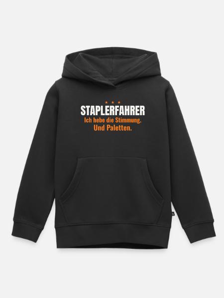 Staplerfahrer – Stimmung & Paletten (dunkel) - Kinder Premium Organic Hoodie - Schwarz