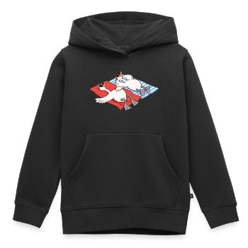 Cygnes sur la plage - Sweat Premium à capuche enfant bio - noir - Devant - AI Model Kid Male (0cm)