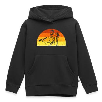 Bûcheron rétro forestier forestier avec hache - Sweat Premium à capuche enfant bio - noir - Devant - AI Model Kid Male (0cm)