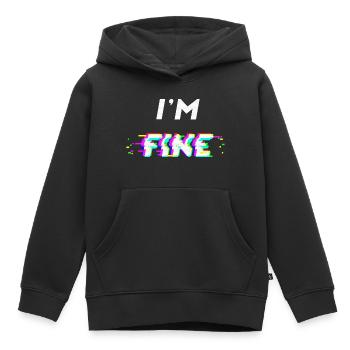 I'm fine glitch - Kids Premium Organic Hoodie - black - Front - AI Model Kid Male (0cm)