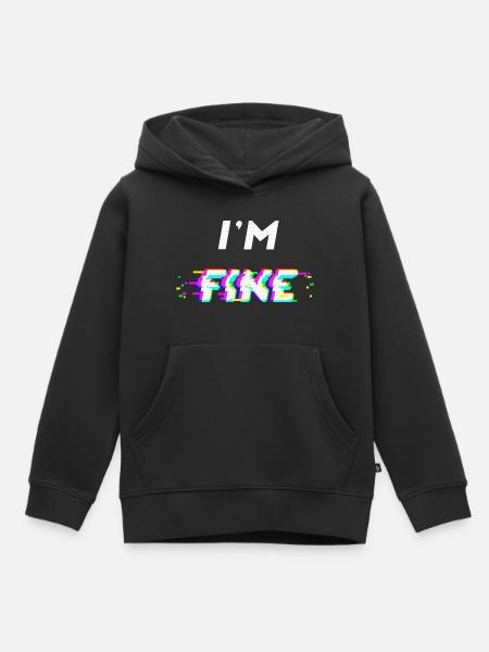 I'm fine glitch - Kinder Premium Organic Hoodie - Schwarz
