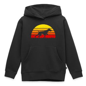 Drahtharr Jagdhund Sonnenuntergang Hunde - Kinder Premium Organic Hoodie - Schwarz - Vorne - AI Model Kid Male (0cm)